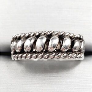 925 Sterling Silver Simple Rope - Ribbed Native American Navajo Ring
